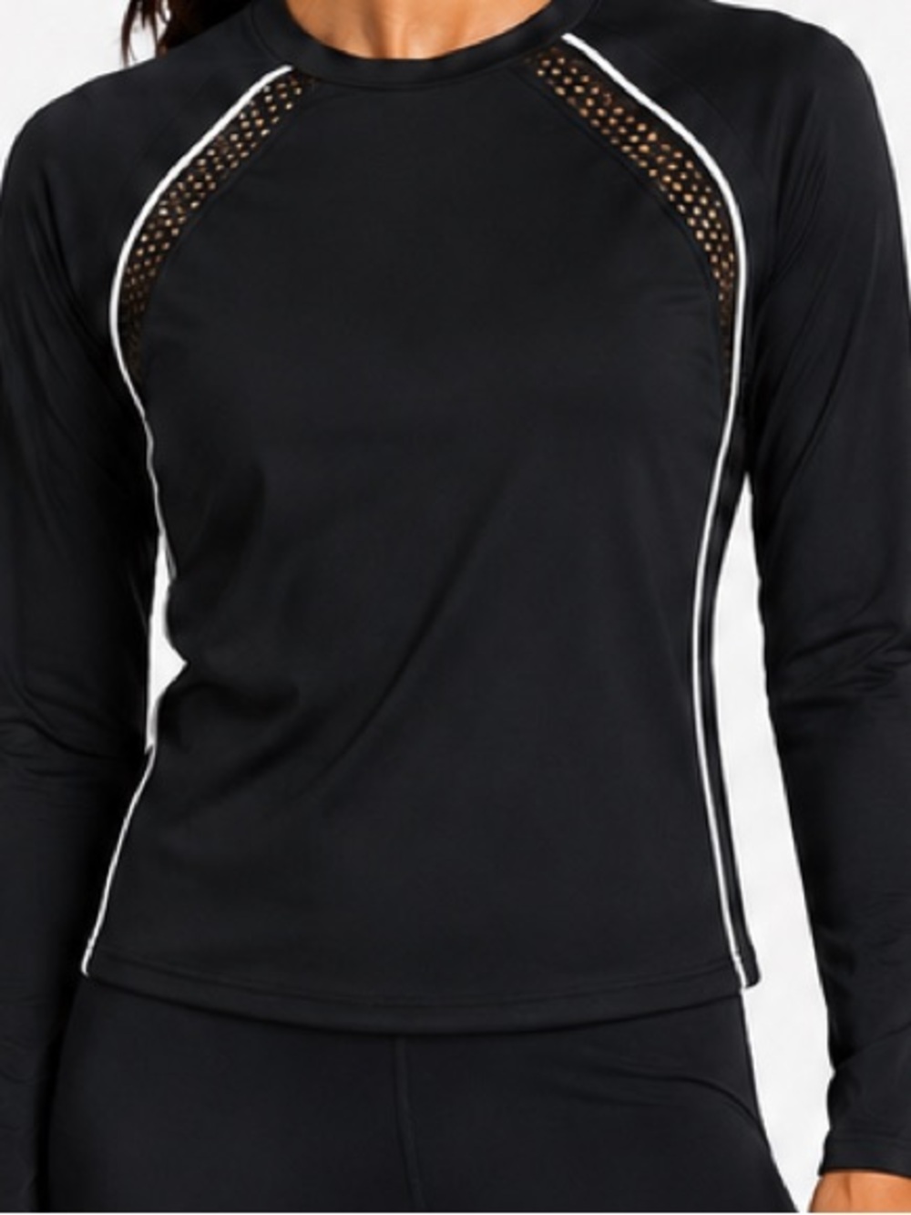 Captiva activewear long sleeved black top, mesh detail, sz S, as new